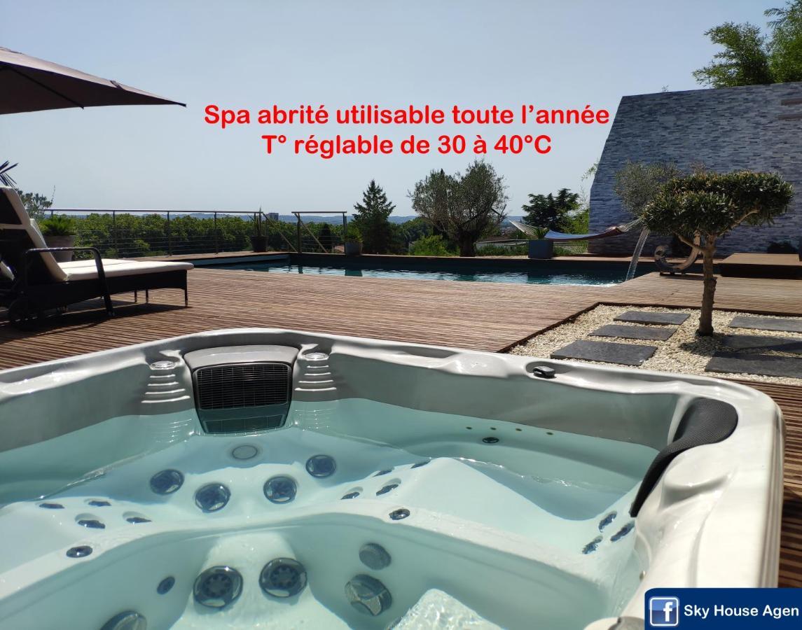Piscine Chauffee Et Spa Jacuzzi Privatif Terrasse Sans Vis A Vis ,,,Sky House Agen,,, Buitenkant foto