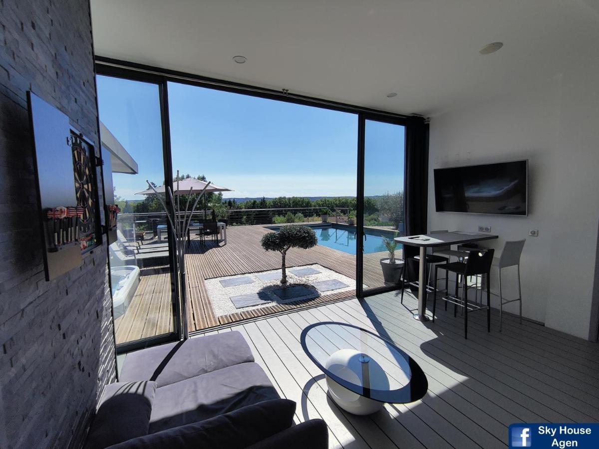 Piscine Chauffee Et Spa Jacuzzi Privatif Terrasse Sans Vis A Vis ,,,Sky House Agen,,, Buitenkant foto